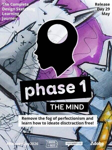 11 days to go and the new learning journey is shaping up 🤩.

Phase 1 is all set and ready for launch on May 29th!

This milestone removes the fog of perfectionism by separating Exploration from Communication. See two examples from phase 1 in the image carousel.

Two more phases to complete 😅

Tip: the waitlist is open!

ReleaseDay2026 is an initiative by @CreativeMorning, @Creative.Quests, powered by @adobe

#releaseday2026 #designsketching #sketch #idsketching #industrialdesign