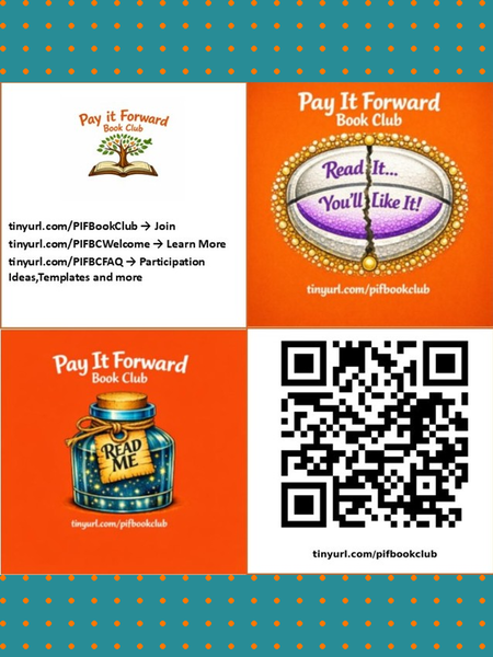 This is the Pay It Forward Book Club.

It's free to join and you spend as much as you want in books for yourself and gifting.

Think of it like the old Fabergé shampoo commercial, but with books—you tell two friends, except here, since actions speak louder than words and sharing is caring, you actually gift them the book. Then they tell two friends… and before long, stories and discourse are making their way from reader to reader… and so on, and so on.

And these can even be friends from the future, if you’re adventurous enough to leave a book somewhere for anyone to self-select.

Along the way, people join the club and exchange ideas in intriguing, creative, and exciting discussions.