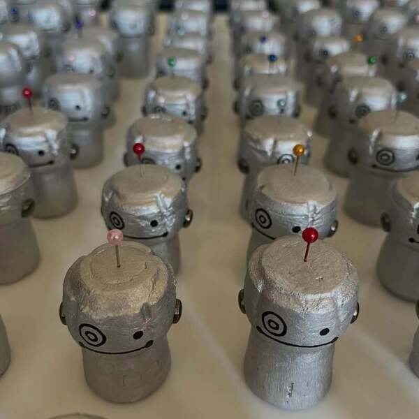 Faces on, outlets in and arms at their sides 🤖 Just gotta give these little ‘tinmen’ their ❤️🧡💛💚💙💜 for #ReleaseDay2026 #ArmyOfHeartness  #anidlerobot #characterdesign #characterart @creativemorning @creative.quests @adobe @pictoplasma