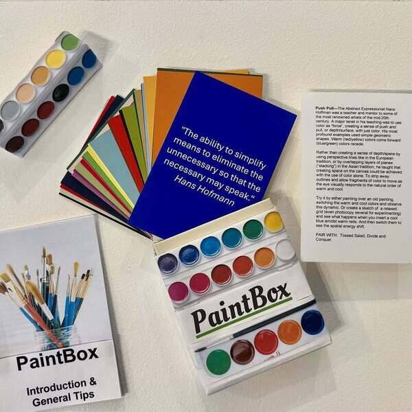 This is a mock-up of my new project prepared for #ReleaseDay2026 @creativemorning. A painter since the '80's, after 9/11 my craving for a closer creative community grew. I couldn’t find one that was a good fit so I taught my friends to be painters. And in the 25 years since then, many of them, and more of their friends, have also become professional painters. 
PaintBox is a card deck comprised of those exercises, designed to ignite the creative drivers of the curious. For the person who has been enjoying art classes for the first time or the hundredth time. Or for those with the memories of a time in school when art class was the best hour of the day. It's for those who struggle to start a painting or who are stuck. It is not a “how-to”, but a collection of open doors that encourage the mixing and matching of ideas that can tap the imagination.

Each card is bolstered on one side with meaningful quotations from established creatives set on a beautiful color field. Exercises on the other side contain prompts and brief art-historical references. The deck comes boxed with a booklet containing additional cues and instructions that is small enough to tuck int your travel pouch.

Creating is often a solitary act that also craves company, there are suggestions for starting your own creative community. And a supportive website (coming soon) that will allow for additional sharing. 

@creativequest @adobe @portland_cm