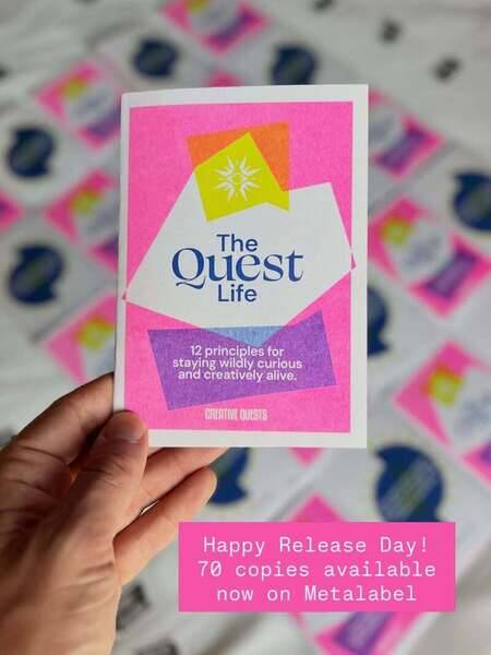Introducing our new release: The Quest Life - a manifesto zine. 12 principles for staying wildly curious and creatively alive. 

Over the last 10 years our global community, founded on @saaamfurness’ original Questing explorations, has been deeply committed to pursuing curiosity as a creative practice.

And we’ve learnt that the spirit which with we move through the world is our most vital resource. Powerful forces try their best to distract us from this truth - but we know better than to give away our attention.  So we’ve distilled our Quest Life learnings into 12 delightfully playful and provocative principles. All beautifully illustrated and riso printed in illuminating 20 page colourred zine. 

100 copies. Hand numbered.

+ we made a poster! Glossy magazine style - highlighting the 12 Quest Life principles. Laid out on a white background, with plenty of margin space, this would make a great addition to any office, studio, or living room.

There is no better day for this project to meet the world than RELEASE DAY! 

Go get it!  Written by: @saaamfurness , @morgan.duta @ahhleeyaynaa , @missanniely, @hsingleman , @sparks_of_art . 

Designed by: The Highest Finca - May Davis and Ella Cicero

Risograph printed by: @duplikatpress , Margate 
Get your copy on on @metalabel

Link In Bio!

#TheQuestLife #releaseday2026