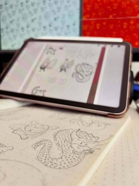 Happy #ReleaseDay2026 !

Today I’m releasing photo closeups of my illustration and lettering art. It’s currently in a work in progress and will be a set of Chinese zodiac stickers. 🐲 (for sale in a local SF shop near you) 🌁  #manifesting 

I love animals, my cultural heritage, and the personalities we gravitate towards and how we co-exist with each other despite differences. My goal is to eventually design and share red envelopes with my big, loud, and loving multicultural family. 🧧

For now I’m in the quiet space, practicing my hand-eye coordination…wielding a pencil, pen, marker, paintbrush, and basically anything analog! This includes the hand lettering on the second photo, which even when the mistakes are made (oFf 😂), can still be beautiful ✏️

@creativemorning @sanfrancisco_cm @creative.quests @adobe #SFart #SFdesign #dowhatyoulove