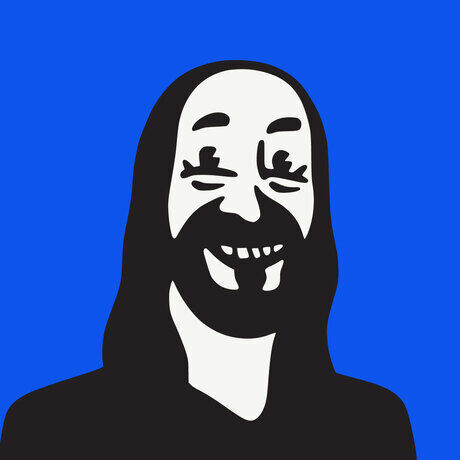 Portrait blue square