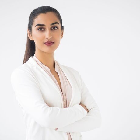 Closeup content attractive indian business lady  1 