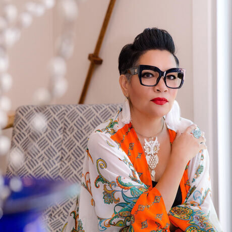 Headshot orange kimono