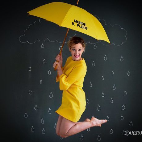 Yellow rain jumping