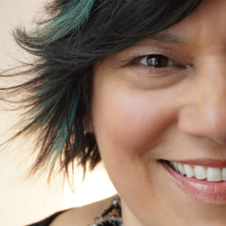 Sarah shah headshot with teal hair by brandy gueary