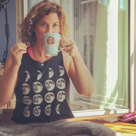 Me with coffee and chocolate