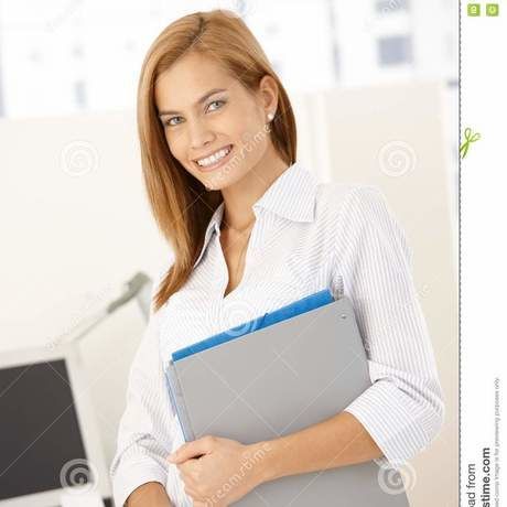Happy office girl folders 18636763