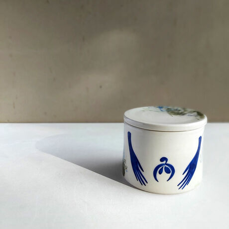 Katy mitchell   wheel thrown and hand decorated jar