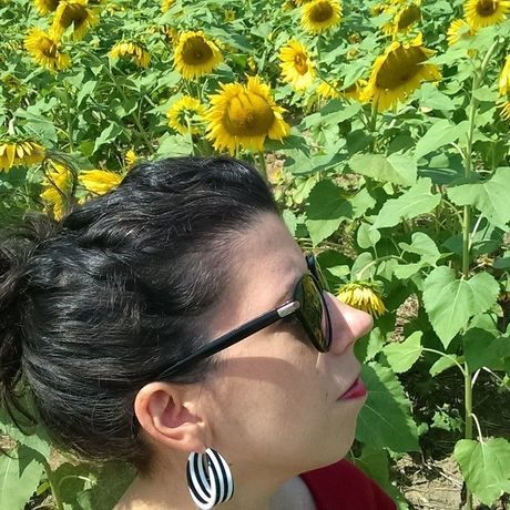 Pam and sunflowers