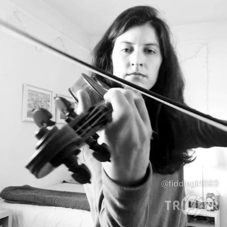 Playing violin black white