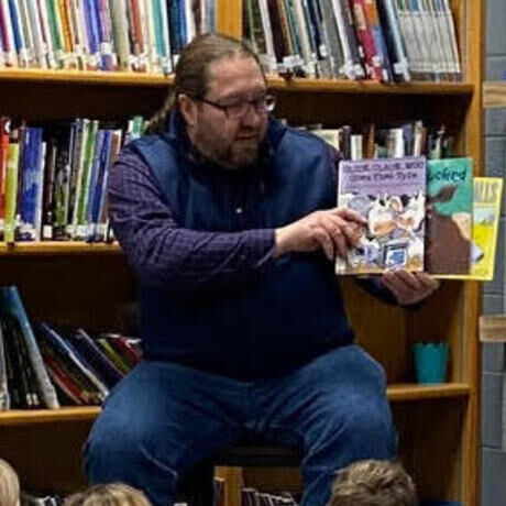 Dustin in the library cropped