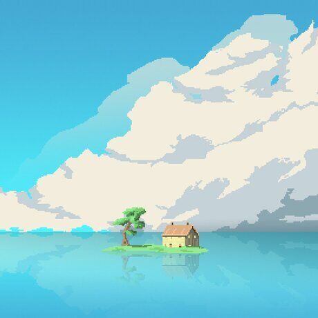 Pixel art island house