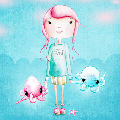 Girl and octopus