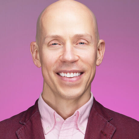 Aaron myers headshot march 2021 by kevin tai pink close up