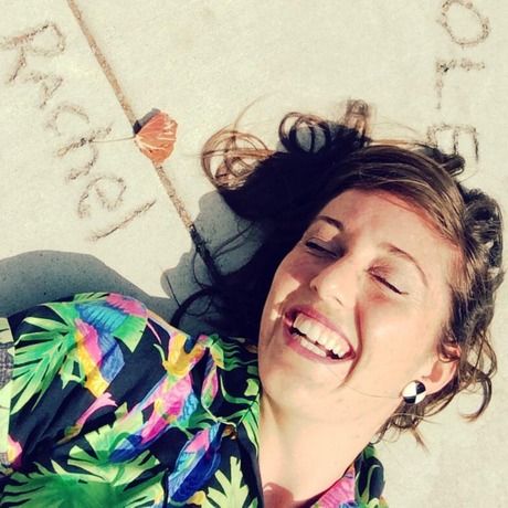 Rachel on the sidewalk