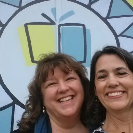 Beth and jill selfie with logo