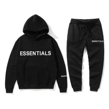 Essential spring tracksuit hooded sweatshirt black 1