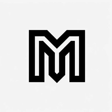 Dall e 2024 04 16 03.22.08   design an  m  logo that closely matches the style of the uploaded reference image. the logo should feature a bold  black  m  with a very simple  geome