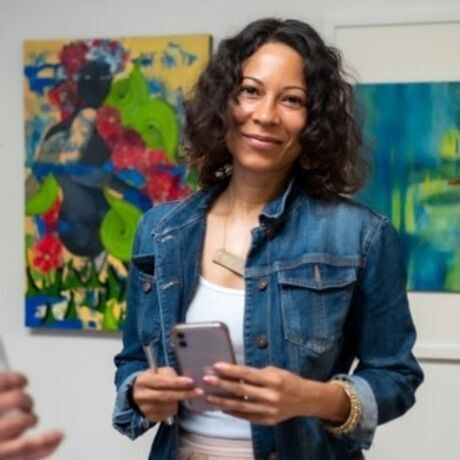 Rhonda at art of noize denim jacket